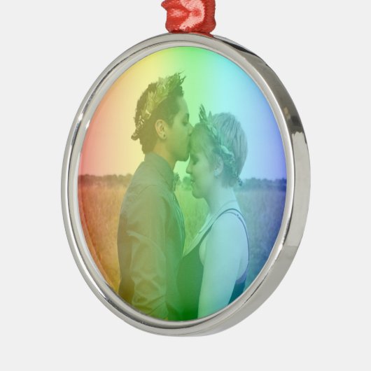 Rainbow-foto Kerstmis LGBTQ Metalen Ornament (Links)