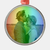 Rainbow-foto Kerstmis LGBTQ Metalen Ornament (Voorkant)