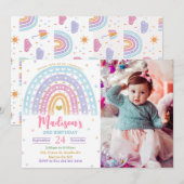 Rainbow Foto Verjaardag Pastel Kaart (Voorkant / Achterkant)