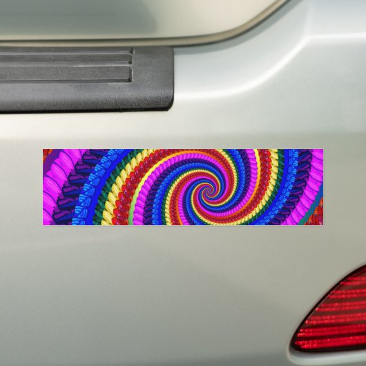 Rainbow Fractal Art Swirl Pattern Bumpersticker (Op auto)