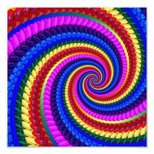 Rainbow Fractal Art Swirl Pattern Foto Afdruk (Voorkant)