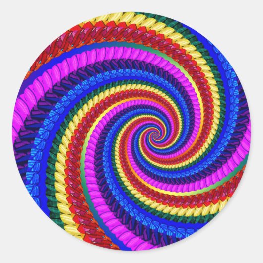 Rainbow Fractal Art Swirl Pattern Ronde Sticker (Voorkant)