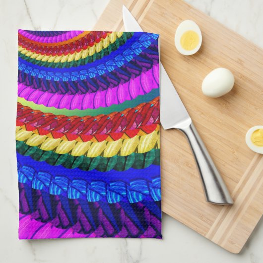 Rainbow Fractal Art Swirl Pattern Theedoek (Quarter Fold)