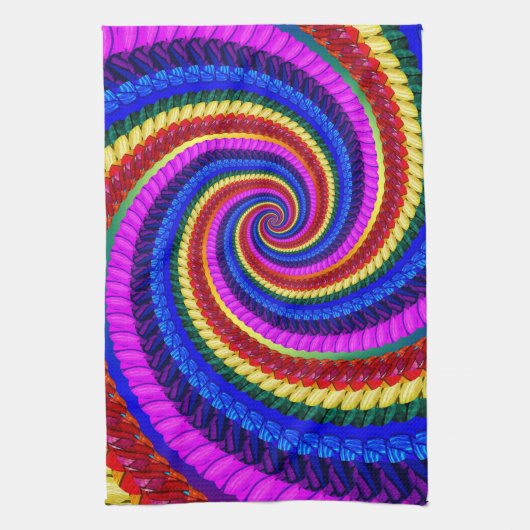 Rainbow Fractal Art Swirl Pattern Theedoek (Verticaal)