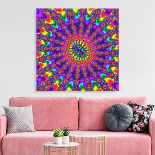 Rainbow Fractal Burst Canvas Afdruk (Insitu (Woonkamer))