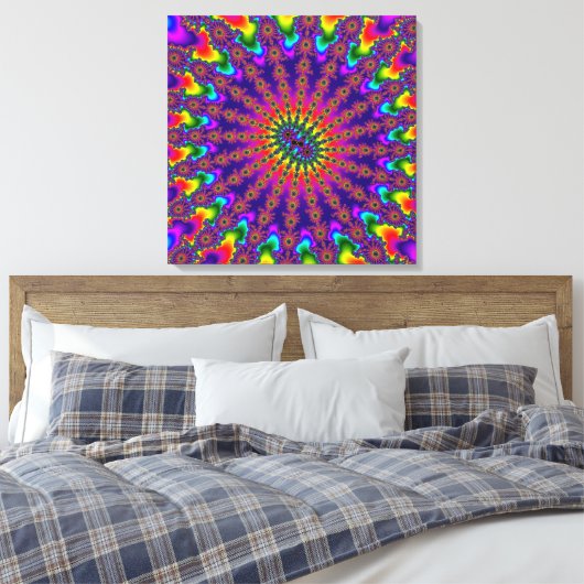 Rainbow Fractal Burst Canvas Afdruk (Insitu (Slaapkamer))