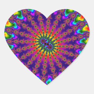 Rainbow Fractal Burst Hart Sticker