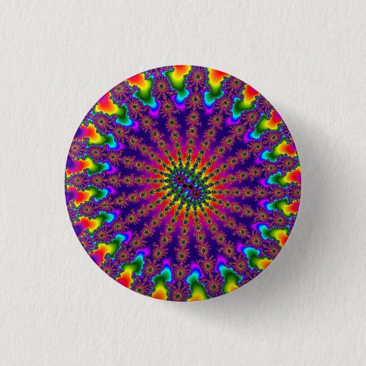 Rainbow Fractal Burst Ronde Button 3,2 Cm (Voorkant)