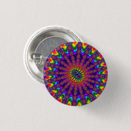 Rainbow Fractal Burst Ronde Button 3,2 Cm