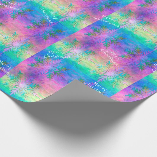 Rainbow Fractal Stropdas-Dye Snowflake Merry Kerst Cadeaupapier (Hoek)