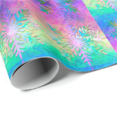 Rainbow Fractal Stropdas-Dye Snowflake Merry Kerst Cadeaupapier (Rol Hoek)