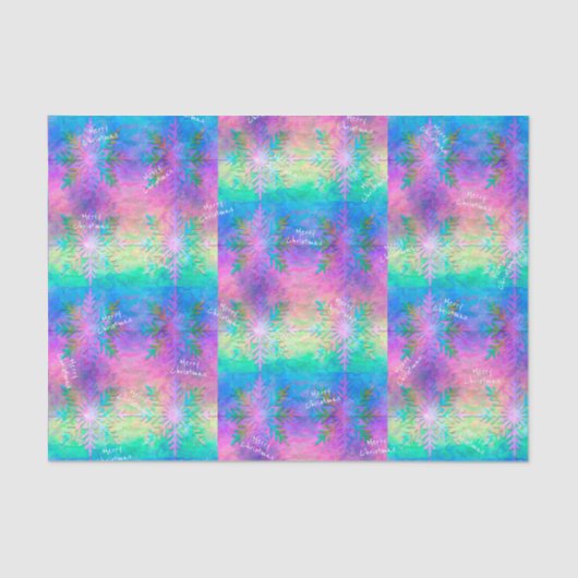 Rainbow Fractal Tie-Dye Snowflake Merry Christmas Tissuepapier (Voorkant)