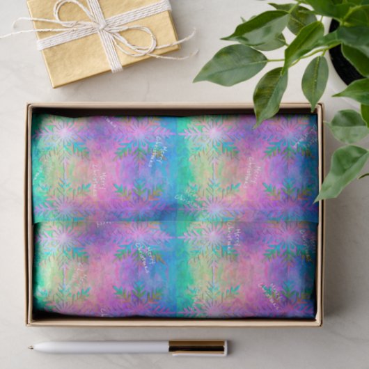 Rainbow Fractal Tie-Dye Snowflake Merry Christmas Tissuepapier (Geschenk)