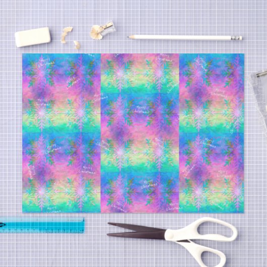 Rainbow Fractal Tie-Dye Snowflake Merry Christmas Tissuepapier (Craft)