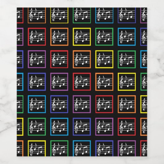 Rainbow Framed Musical Squares Black Wijn Etiket (Enkel label)