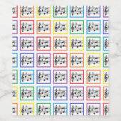 Rainbow Framed Musical Squares Wijn Etiket (Enkel label)