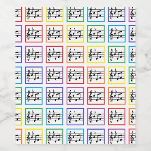 Rainbow Framed Musical Squares Wijn Etiket (Enkel label)