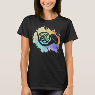Rainbow French Horn Splash Music Band Marching Mus T-shirt