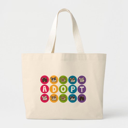 Rainbow Frenchie aannemen Grote Tote Bag (Voorkant)