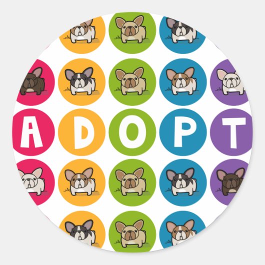 Rainbow Frenchie aannemen Ronde Sticker (Voorkant)
