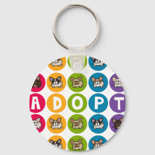 Rainbow Frenchie aannemen Sleutelhanger