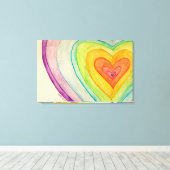 Rainbow Friendship Hearts Canvas Art Paintings (Insitu (Houten vloer))