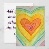 Rainbow Friendship Hearts Invites or Invites Kaart (Voorkant / Achterkant)