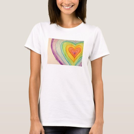 Rainbow Friendship Hearts Love Custom Art T-Shirts (Voorkant)