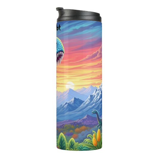 Rainbow Frilled Dinosaur Sunset Valley Thermosbeker (Geroteerd rechts)