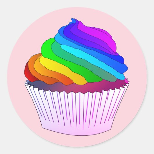 Rainbow Frosting Cupcake Ronde Sticker (Voorkant)