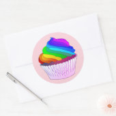 Rainbow Frosting Cupcake Ronde Sticker (Envelop)