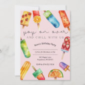 Rainbow Fruit Popsicle Verjaardagsfeestuitnodiging Kaart (Voorkant)