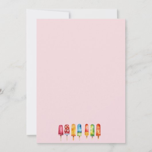 Rainbow Fruit Popsicle Verjaardagsfeestuitnodiging Kaart (Achterkant)