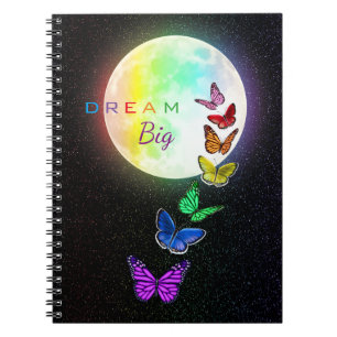 Rainbow Full Moon & Rainbow Butterflies Dream Big Notitieboek