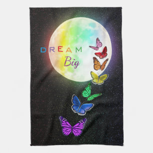 Rainbow Full Moon & Rainbow Butterflies Dream Big Theedoek