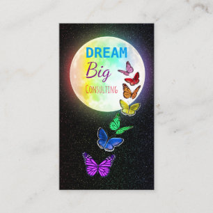 Rainbow Full Moon & Rainbow Butterflies Dream Big Visitekaartje