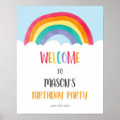 Rainbow Fun Boy Birthday Welkomstbord Poster (Voorkant)