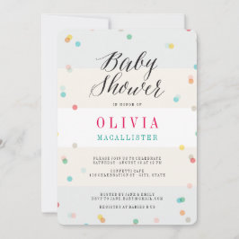 Rainbow Fun Confetti Modern Cous Cute Baby shower Kaart