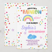 Rainbow Fun Girl Birthday Party Pastel Confetti Kaart (Voorkant / Achterkant)