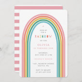 Rainbow Fun, verjaardagsfeest van het Kind Peach I Kaart (Voorkant / Achterkant)