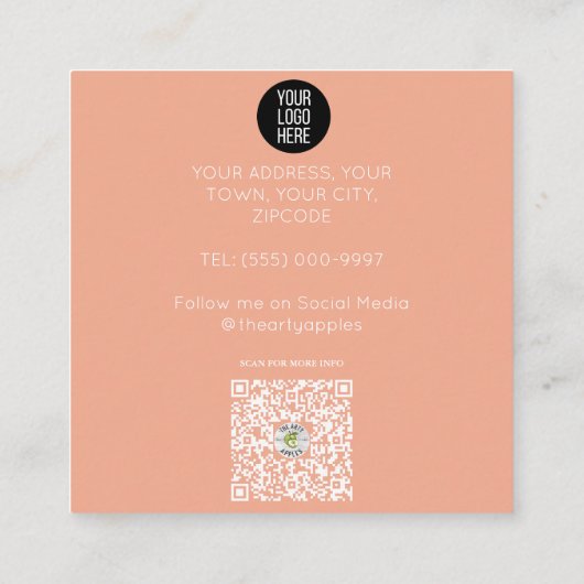 Rainbow Funky SCANDI HART REGENBOOG BABYSITTER Vierkante Visitekaartje (Achterkant)