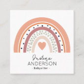Rainbow Funky SCANDI HART REGENBOOG BABYSITTER Vierkante Visitekaartje (Voorkant)