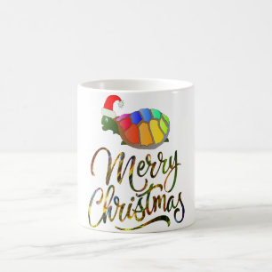 Rainbow Funny Turtle Wearing Santa Hat Xmas-cadeau Koffiemok