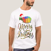 Rainbow Funny Turtle Wearing Santa Hat Xmas-cadeau T-shirt (Voorkant)