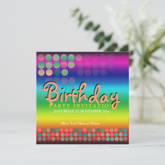 Rainbow Funtimes Verjaardagsfeestje Uitnodiging (Staand voorkant)