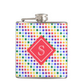 Rainbow Fuzzy Stippen Gepersonaliseerd Monogram Heupfles (Voorkant)