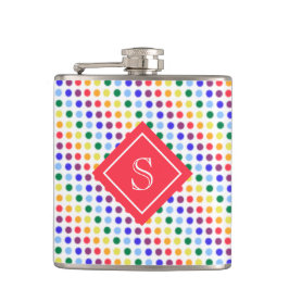 Rainbow Fuzzy Stippen Gepersonaliseerd Monogram Heupfles