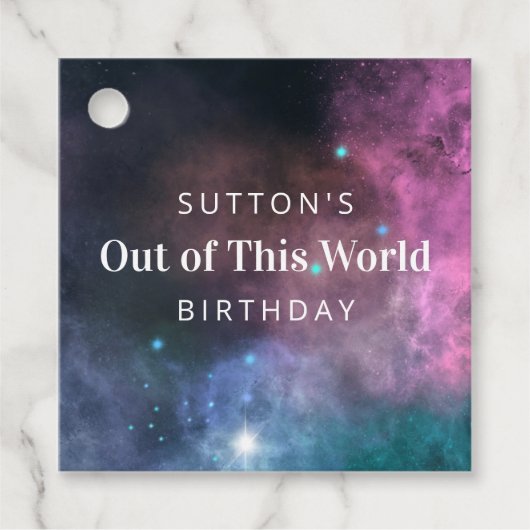 Rainbow Galaxy Birthday Bedankjes Labels (Voorkant)