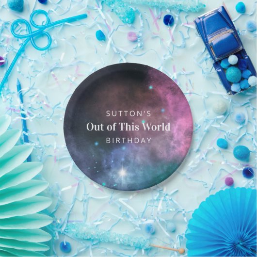 Rainbow Galaxy Birthday Papieren Bordje (Feest)