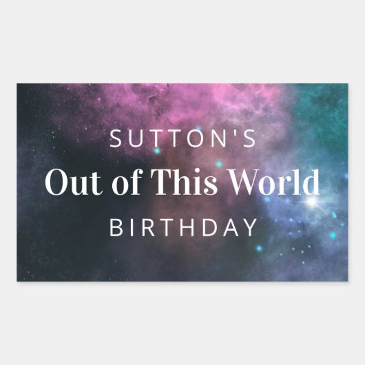 Rainbow Galaxy Birthday Rechthoekige Sticker (Voorkant)
